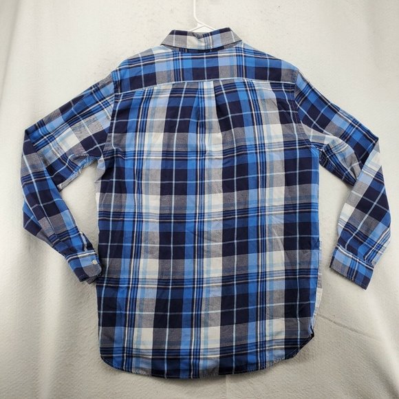 CHAPS Shirt Men's Long Sleeve Casual Button Up Collared Plaid Blue Medium - Picture 9 of 12